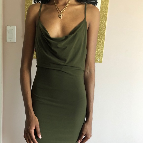 Olive cowl Knick dress - Picture 1 of 2